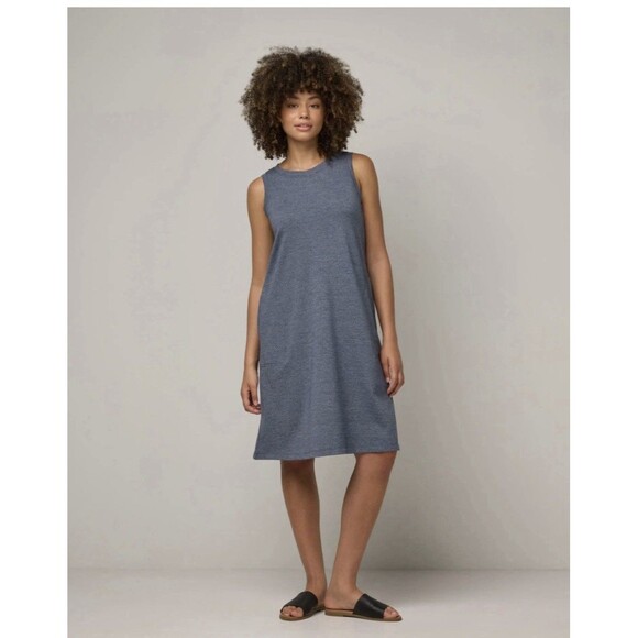 Wool& Merino Wool Swing Dress Size M Blue Sleeveless Pockets - Picture 2 of 6